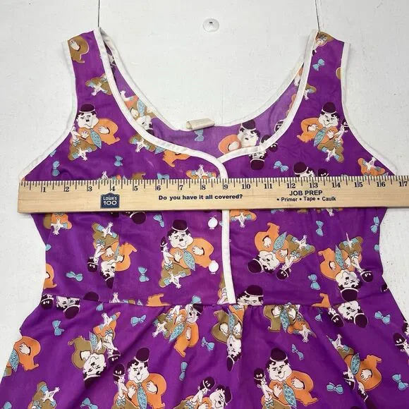 Vintage Rare Amy Sue Purple Laurel & Hardy All Over Print Dress Womens Size M - Picture 5 of 8